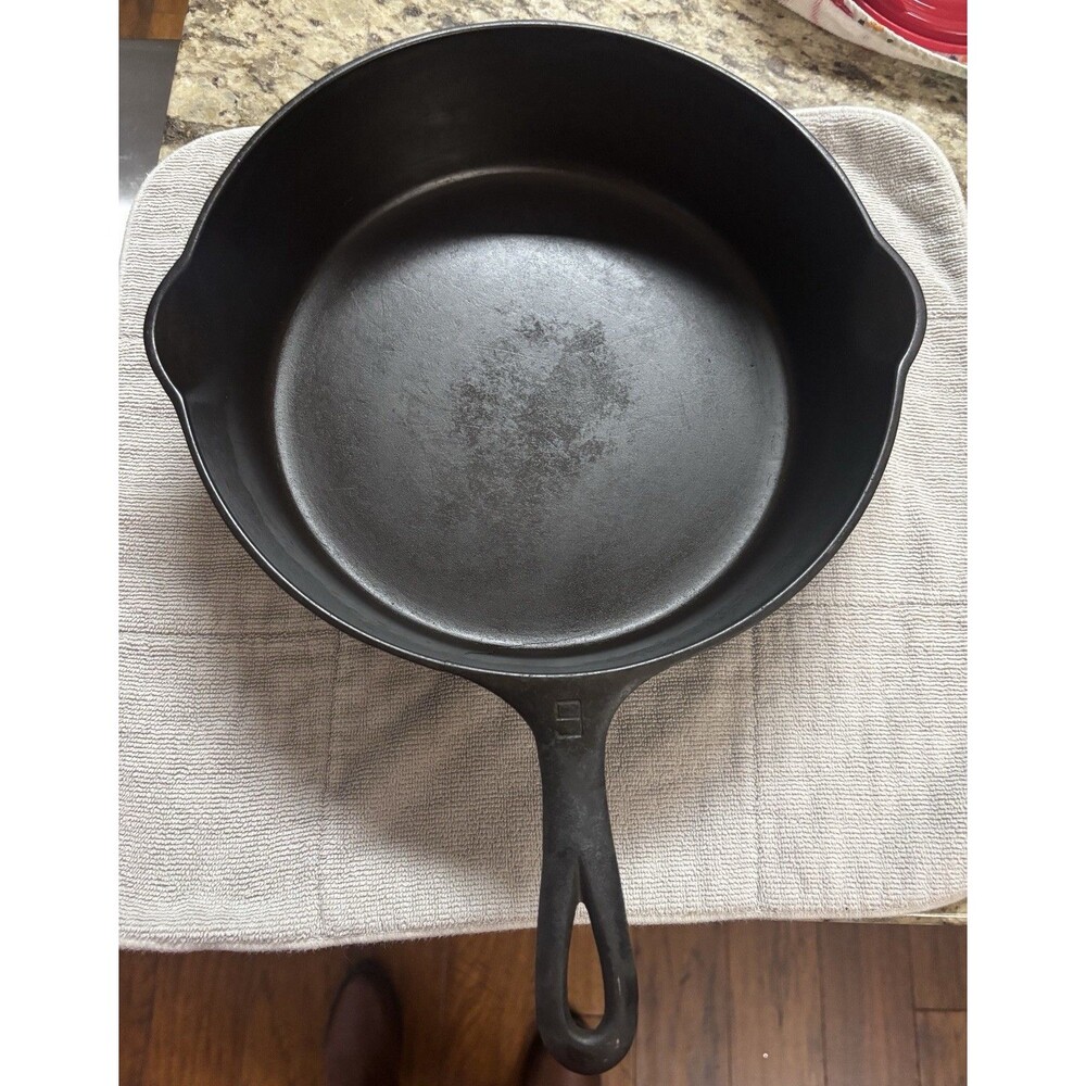 RARE Griswold Erie Pa USA #9 778 Large Block Logo Deep Skillet Crack 1920 - 1940 - Picture 5 of 11